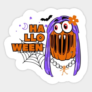 Woman monster with pumpkin head Sticker